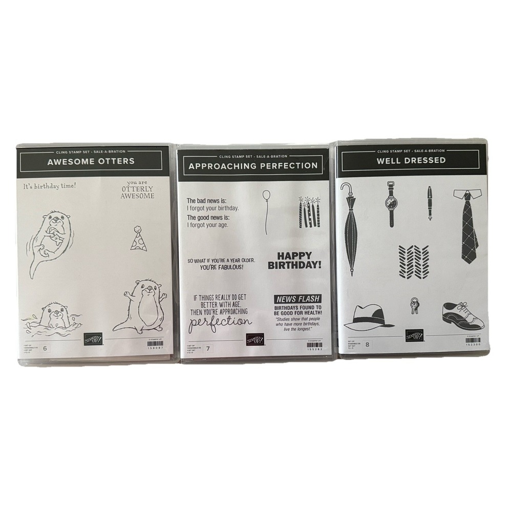 Stampin Up Bundle Awesome Otters Approaching Perfection Well Dressed 3pc Set Lot